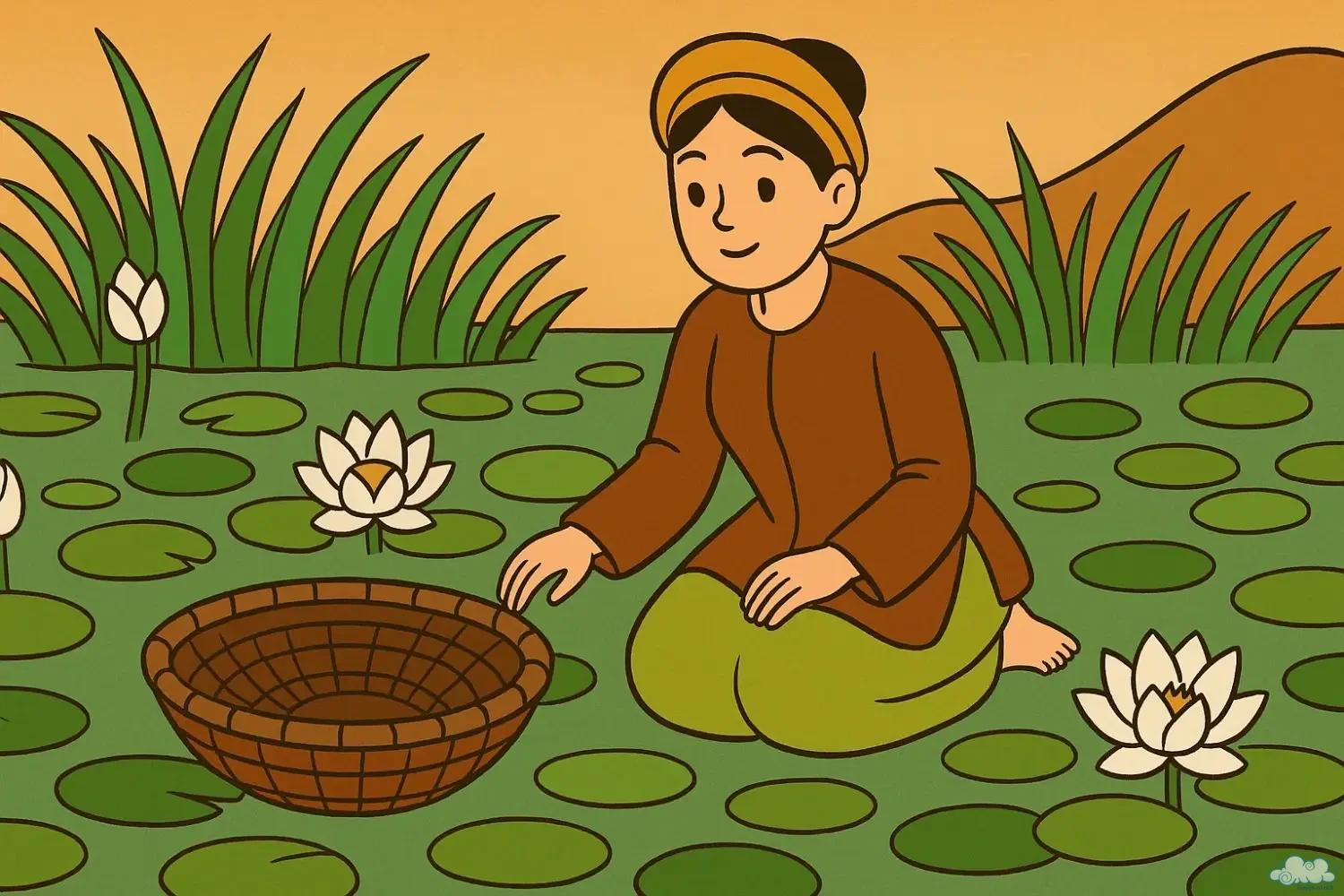 Minh họa Bà Chúa Bèo – nữ thần linh thiêng trong truyện cổ tích Việt Nam