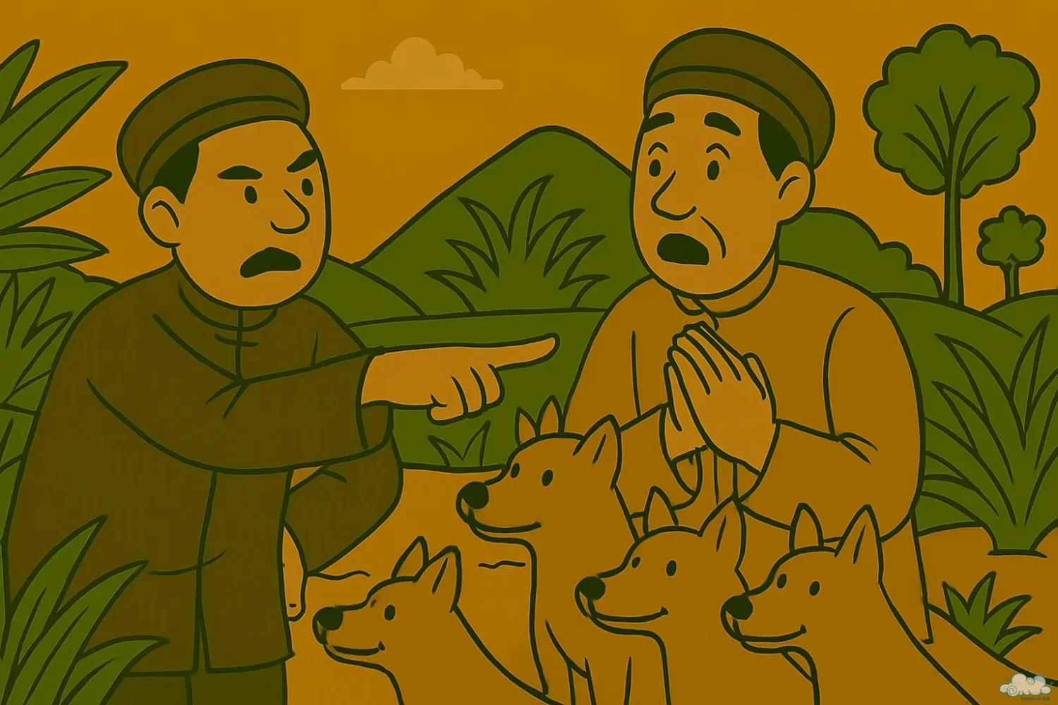 Minh hoạ truyện cười dân gian “Bẩm toàn chó cả”