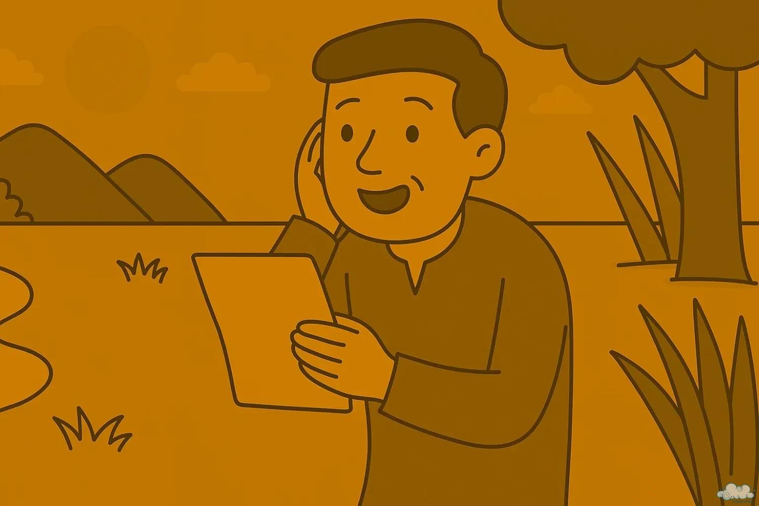 Có anh lính đi xa, nhân có bạn ghế thăm, nhờ bạn đem về cho vợ ở nhà trăm quan tiền và một bức thư.Giữa đường, anh bạn tò mò giở thư ra xem, không thấy biên số tiền gửi bao nhiêu cả, chỉ thấy vẽ bốn con chó, một hình bát quái