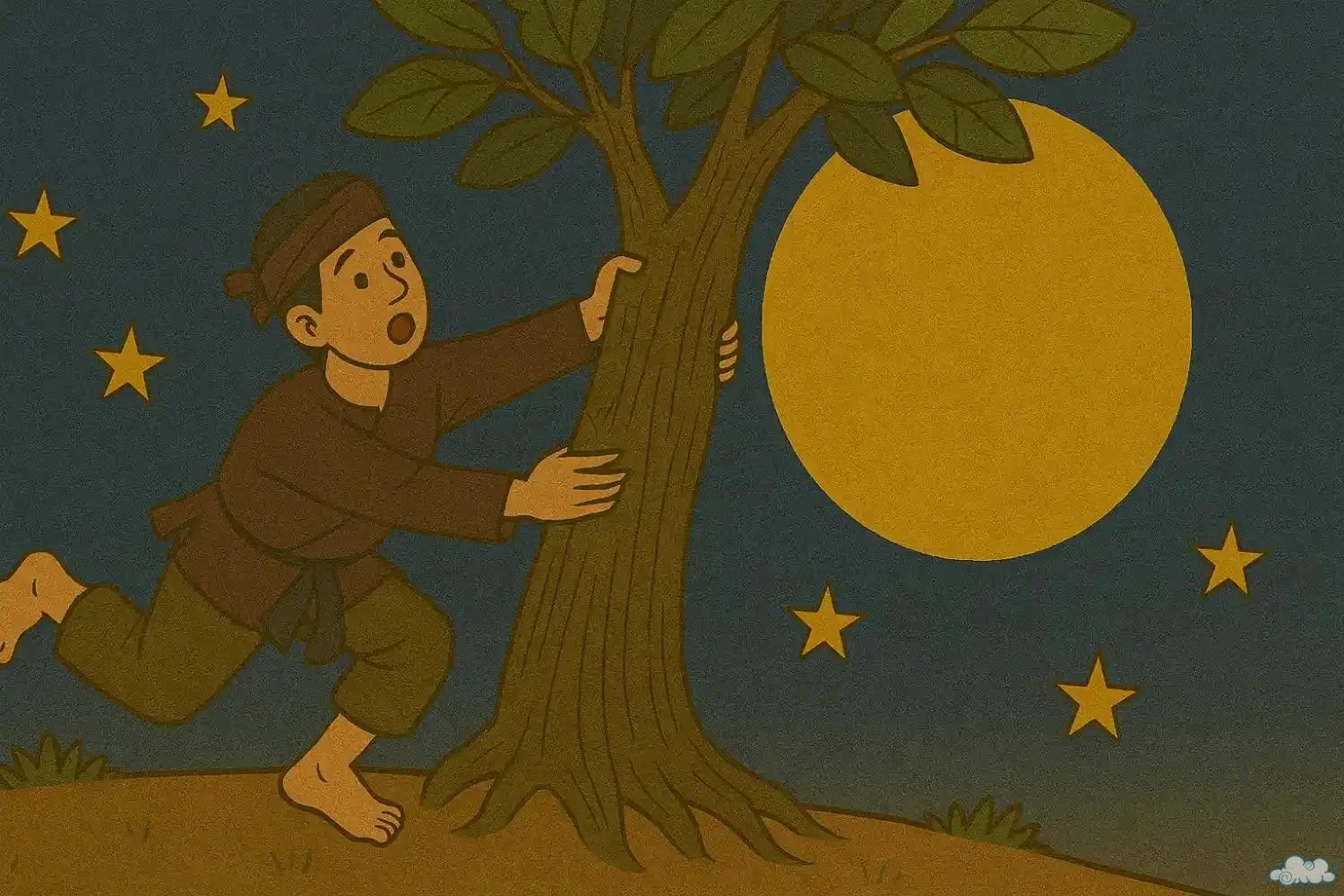 Hình minh họa truyện cổ tích Chú Cuội Cung Trăng – cây đa thần và truyền thuyết trung thu