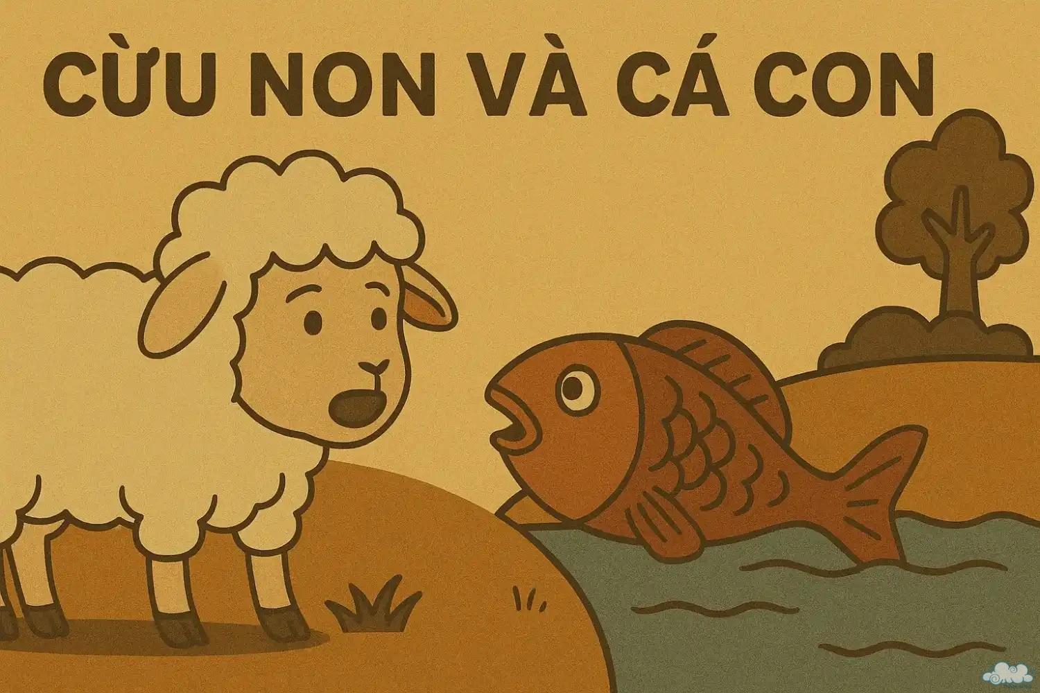 Cừu Non và Cá Con vui đùa bên bờ suối – Tình cảm gia đình đẹp