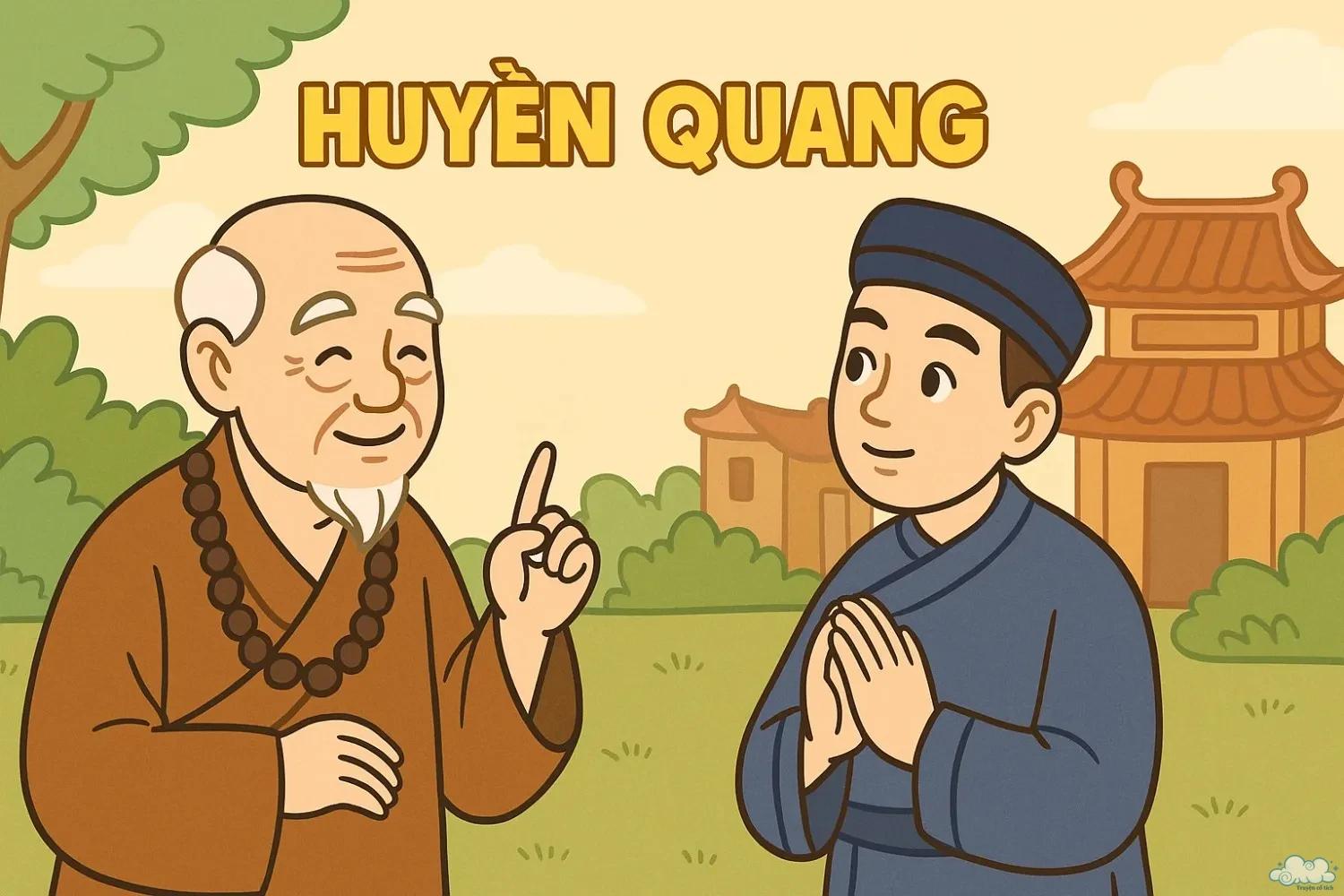 Thiền sư Huyền Quang ngồi thiền giữa núi Yên Tử – minh họa truyền thuyết dân gian