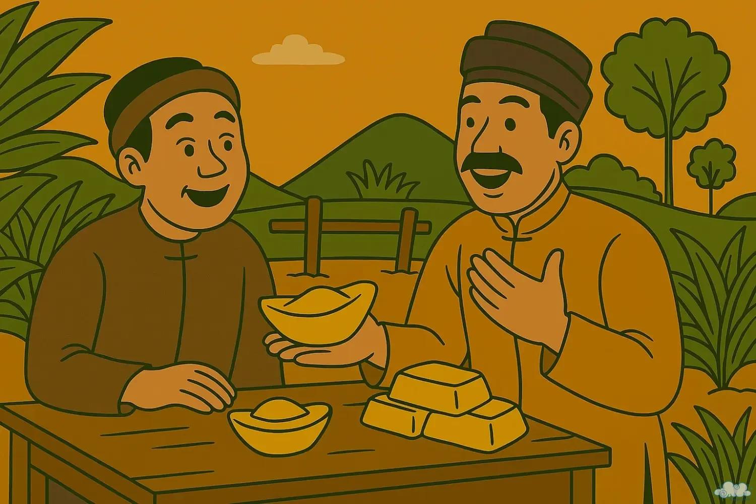 Hình minh họa quan lớn mua vàng – truyện dân gian châm biếm quan lại gian trá