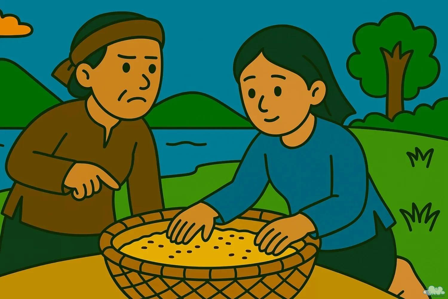 Minh họa truyện cổ tích Tấm Cám – câu chuyện cổ về sự đấu tranh giữa thiện và ác