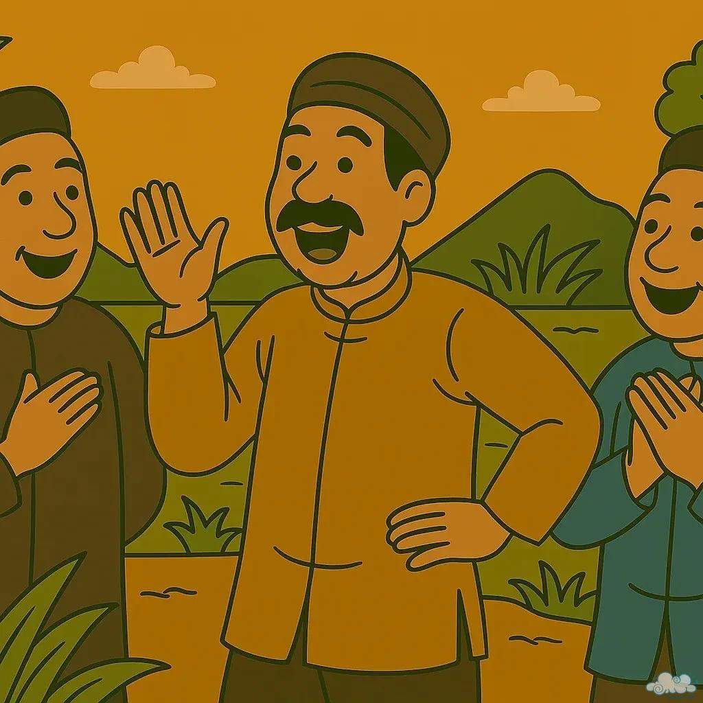 Hình minh họa truyện cười Thi Nói Khoác – tiếng cười dân gian châm biếm thói khoe khoang
